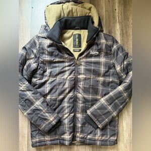 Billabong Men’s Black Tan Puffer Jacket Size Medium EUC Warm